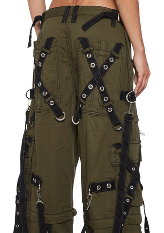 X-Strap Zip Off Pants- Green