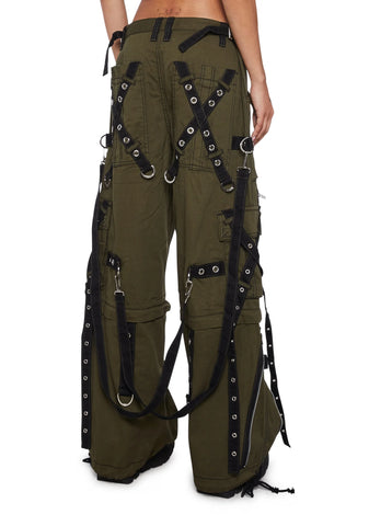 X-Strap Zip Off Pants- Green