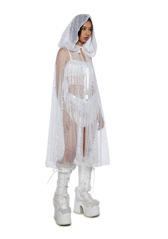 Hide No More Sheer Cape - White