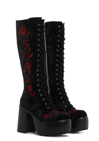 Love Is A Rose Knee High Boots