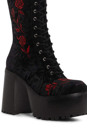Love Is A Rose Knee High Boots