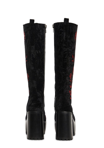Love Is A Rose Knee High Boots