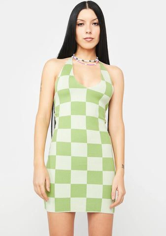 Lime The Groove Knit Halter Dress