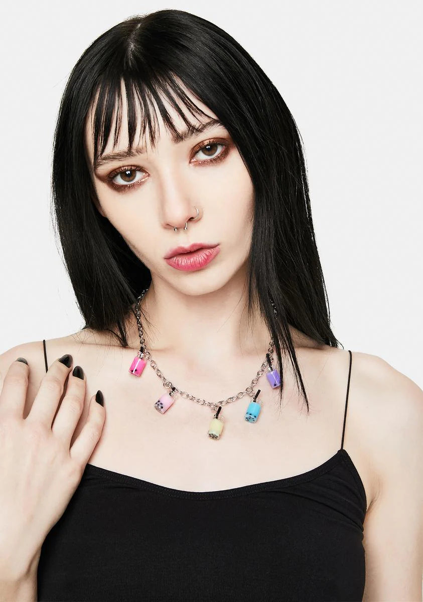 Just A Sip Boba Charm Necklace