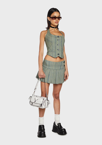 Sliding Doors Pinstripe Pleated Skirt