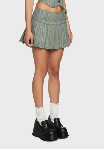 Sliding Doors Pinstripe Pleated Skirt