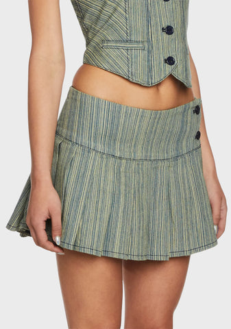 Sliding Doors Pinstripe Pleated Skirt