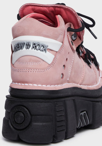 Pink Leather M-106-C128 Ankle Boots