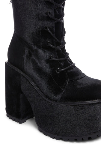 Smash Velvet Platform Boots