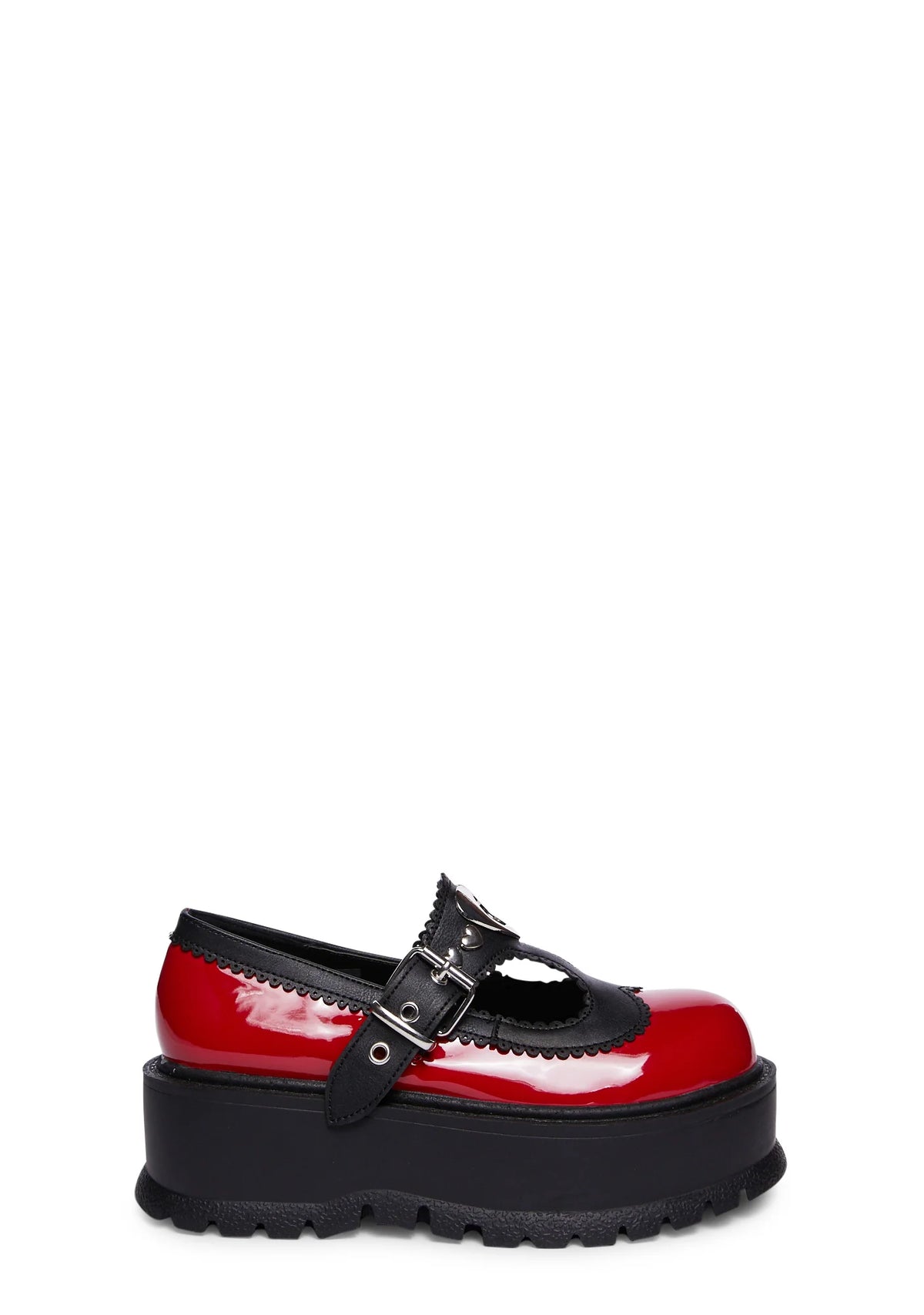 Slacker-23 Mary Jane Platforms - Red/Black