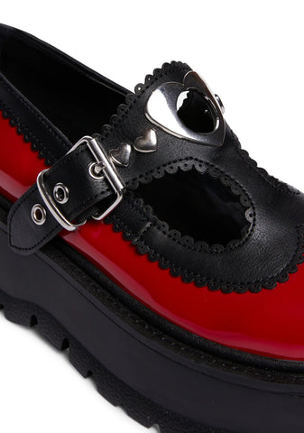 Slacker-23 Mary Jane Platforms - Red/Black