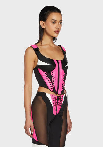 Techno Lacing Corset Top - Pink