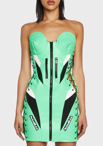 Moto Cone Dress - Green