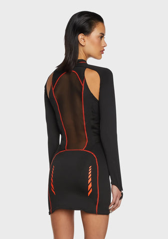 Corset Dress With Detachable Sleeves - Black