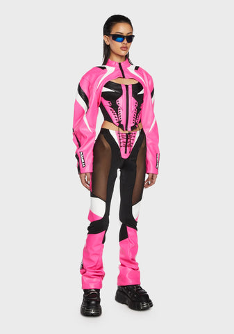 Moto Choker Jacket - Pink