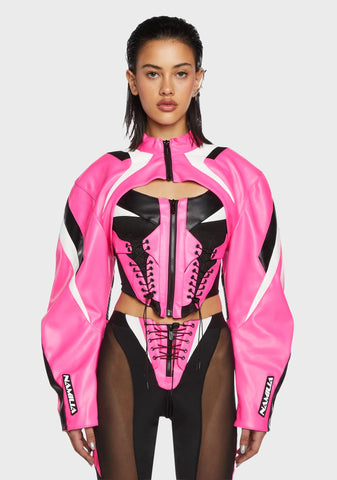 Moto Choker Jacket - Pink