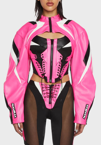 Moto Choker Jacket - Pink