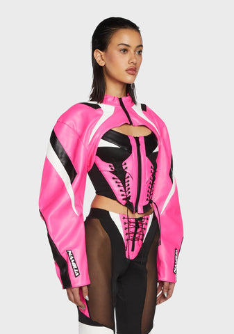 Moto Choker Jacket - Pink