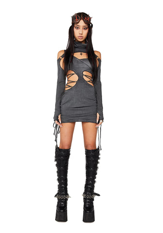 Modulation Cut Out Lace Up Dress Set