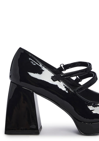 Romantic Harmony Block Heels - Black