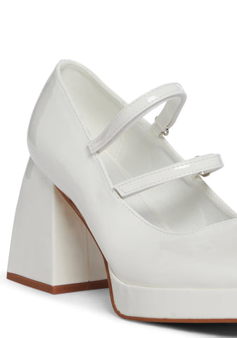 Romantic Harmony Block Heels - White