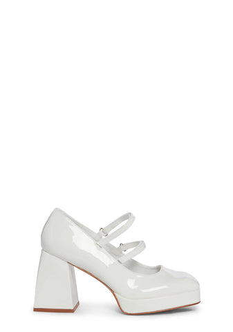 Romantic Harmony Block Heels - White