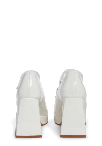 Romantic Harmony Block Heels - White