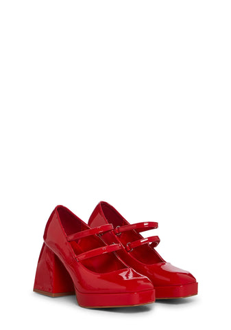 Romantic Harmony Block Heels - Red