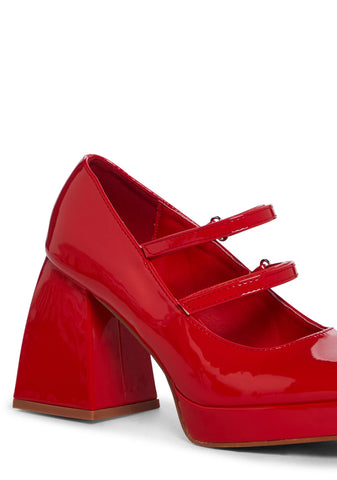 Romantic Harmony Block Heels - Red