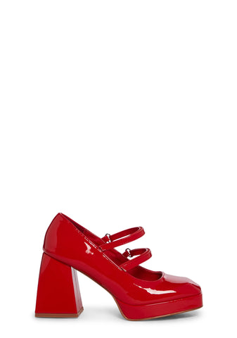 Romantic Harmony Block Heels - Red