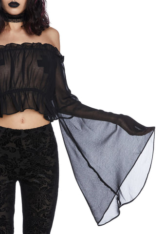 Midnight Mysterious Chemistry Off Shoulder Top