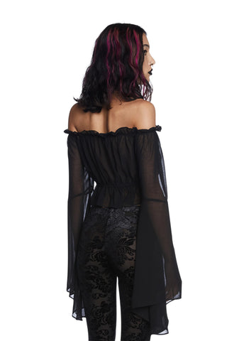 Midnight Mysterious Chemistry Off Shoulder Top