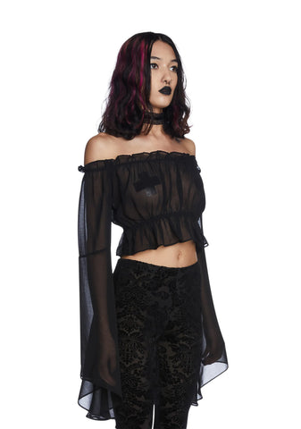 Midnight Mysterious Chemistry Off Shoulder Top