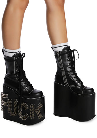 Never Censored Platform Boots - Black