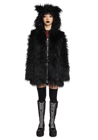 Don't Bother Meow Faux Fur Jacket