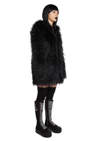 Don't Bother Meow Faux Fur Jacket