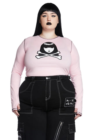 Plus Baby Stay Distant Long Sleeve Top