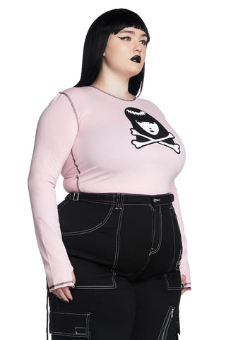 Plus Baby Stay Distant Long Sleeve Top