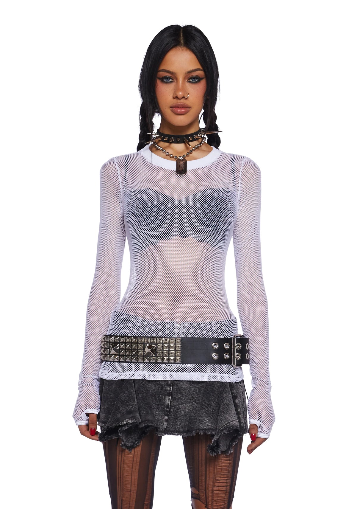 See Thru Me Fishnet Top - White