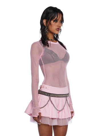See Thru Me Fishnet Top - Pink