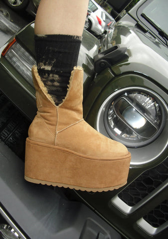 Atmosphere Fleece Lined Suede Platform Boots - Brown