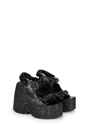 Too Hot Platform Sandals - Black