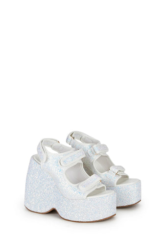 Too Hot Platform Sandals - White