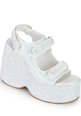 Too Hot Platform Sandals - White