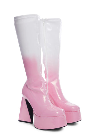 Raspberry Ripple Heeled Boots