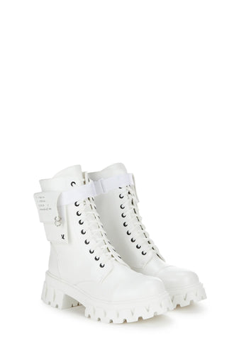 Banshee Combat Boots - White