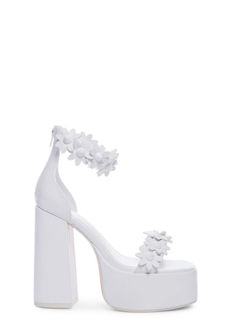 White Secret Arrangement Platform Heels