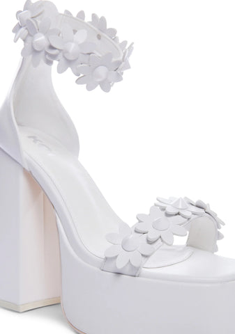 White Secret Arrangement Platform Heels