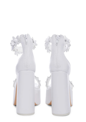 White Secret Arrangement Platform Heels