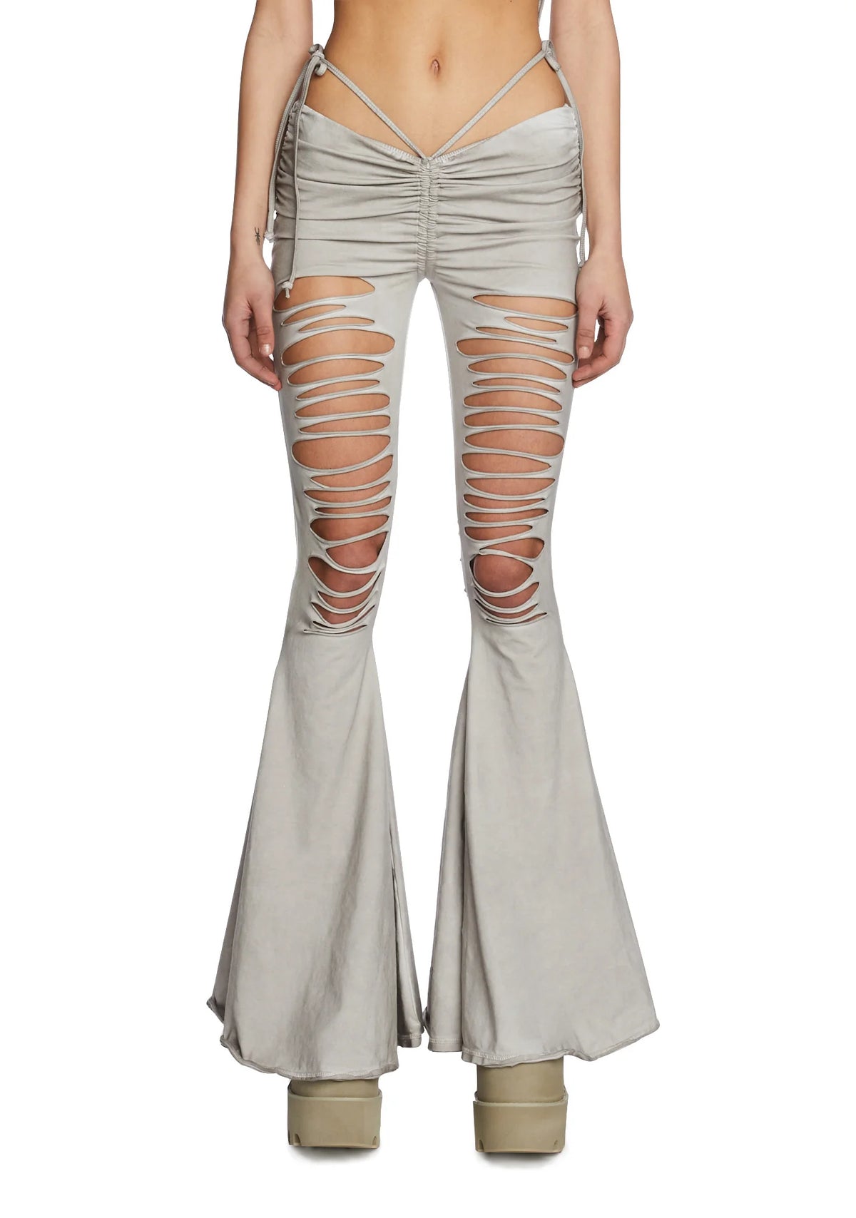 Echo Ecru V-Cut Cut-Out Bell Bottoms